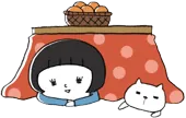 こたつと女の子のイラスト